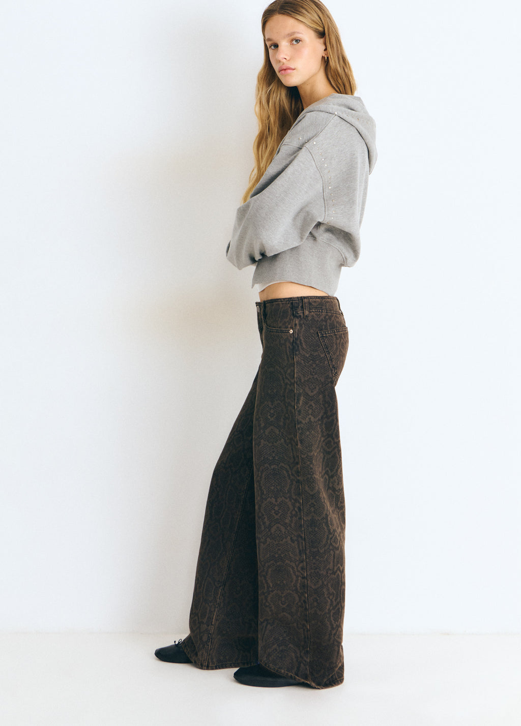 Straight animal print trousers