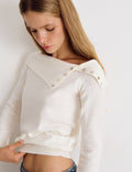 Rippstrickpullover mit Knopfleiste