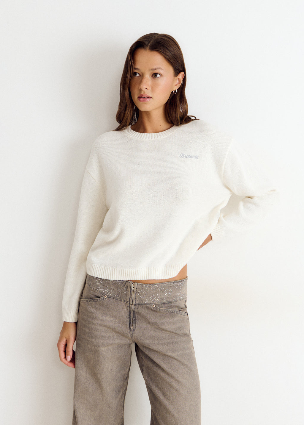 Studded wings back sweater