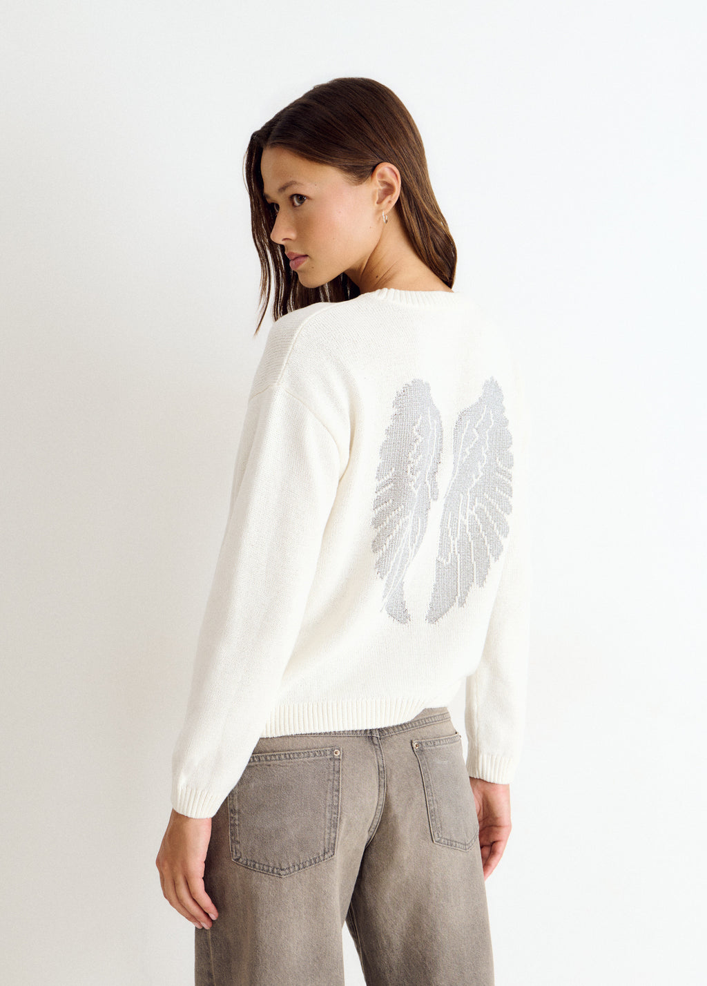 Studded wings back sweater