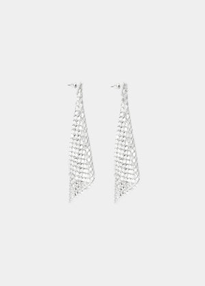 Metal mesh diamond earrings