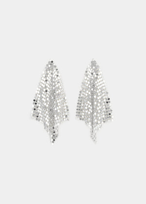 Metal mesh diamond earrings