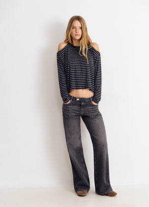 Gestreiftes Cut-out-T-Shirt