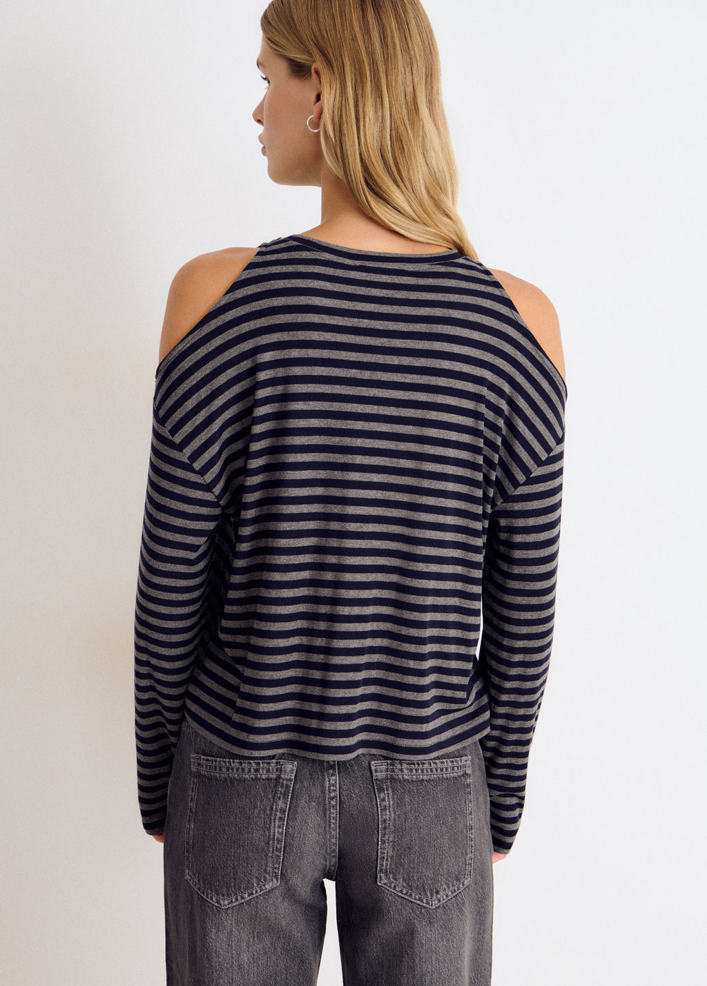 T-shirt rayé ajouré