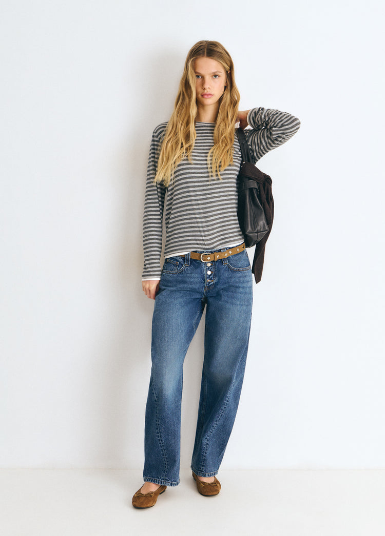 T-shirt rayé en viscose