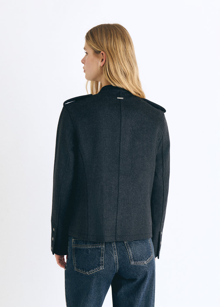 Buttoned wool coat
