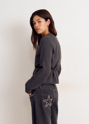 Checked blouse with button details