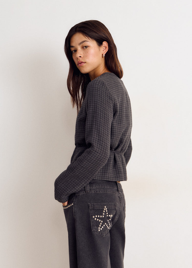 Blusa cuadros detalle botones
