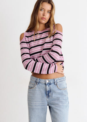 Jersey hombros descubiertos rayas