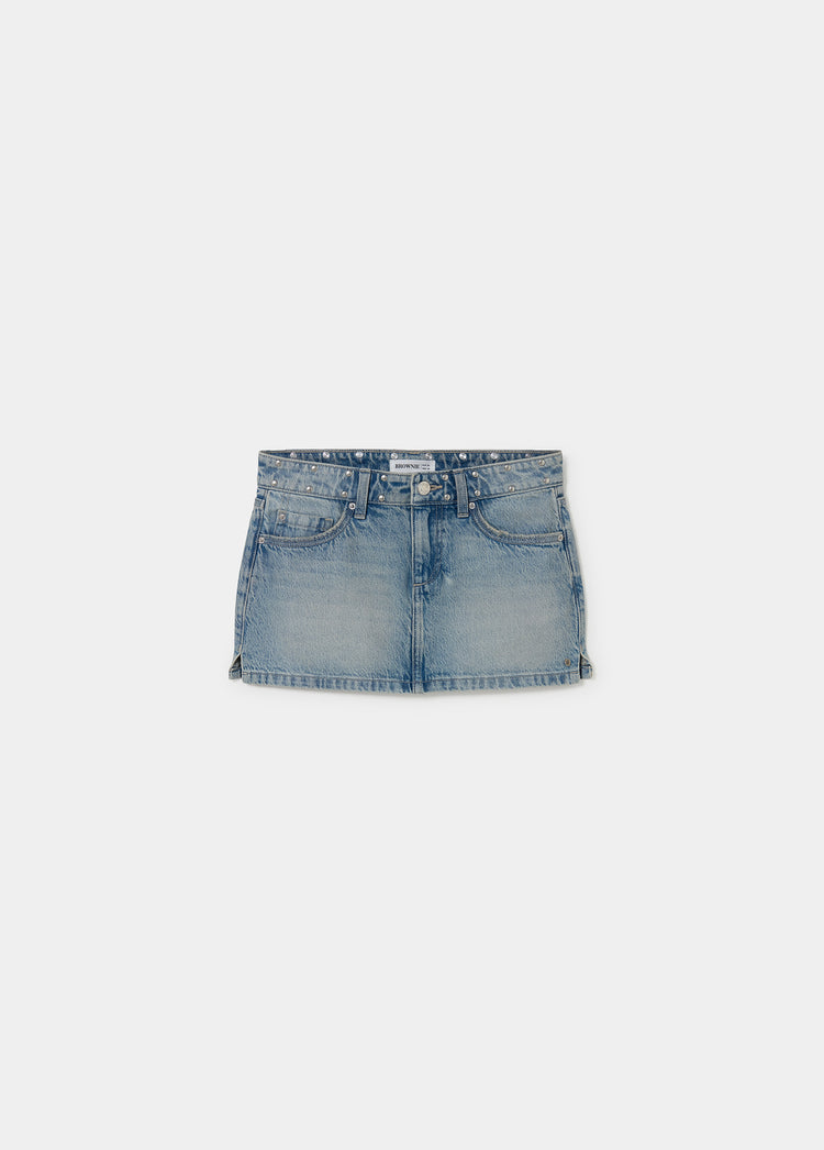 Embroidered denim skirt