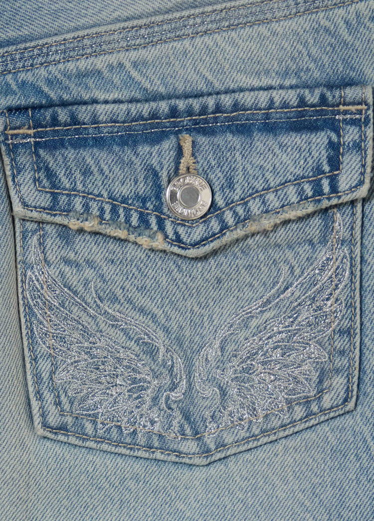 Embroidered denim skirt