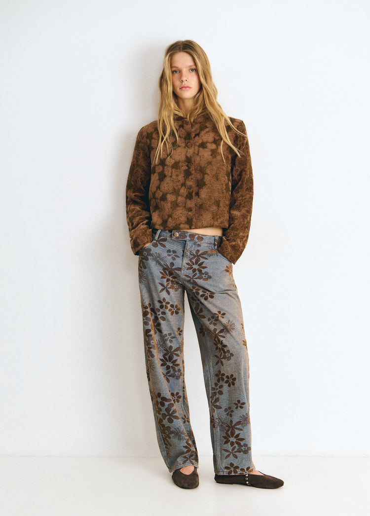 Floral jacquard jeans