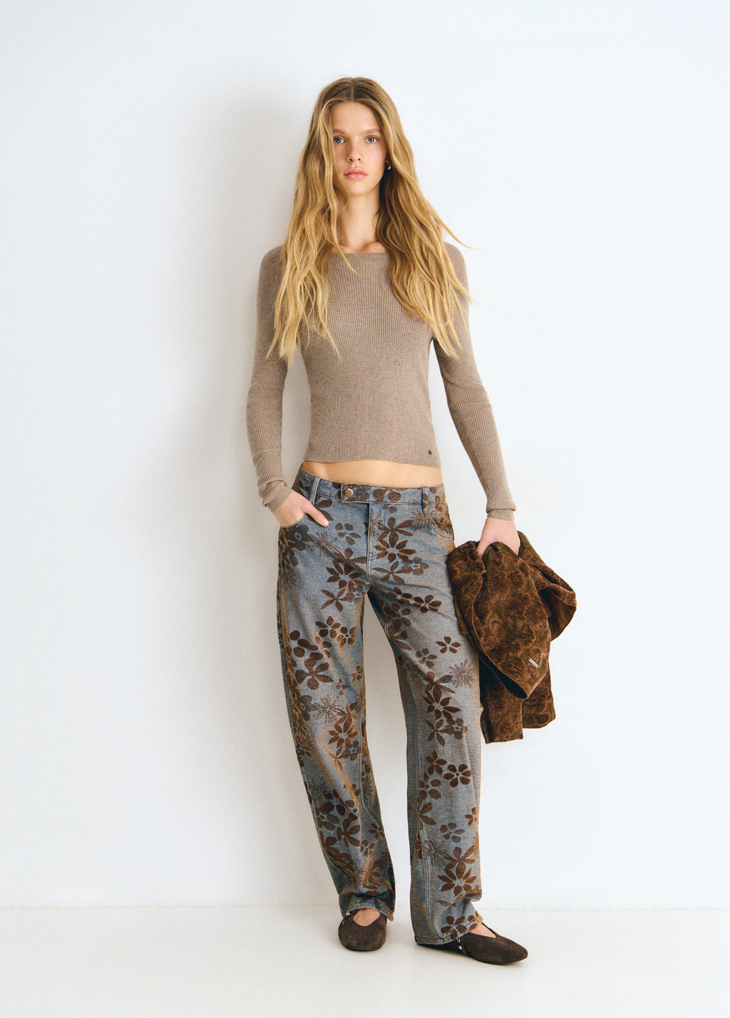 Texans jacquard amb flors