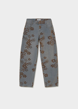 Jean jacquard à fleurs