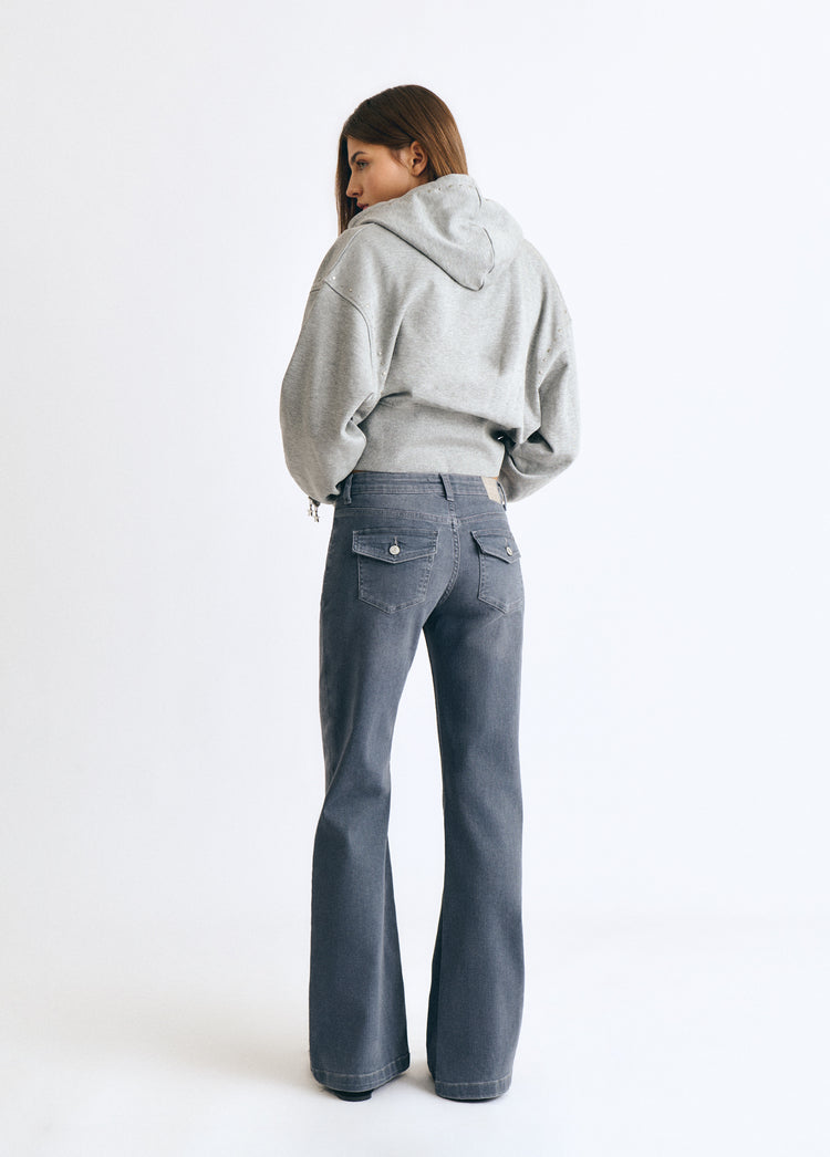Flare-jeans met achterzakken