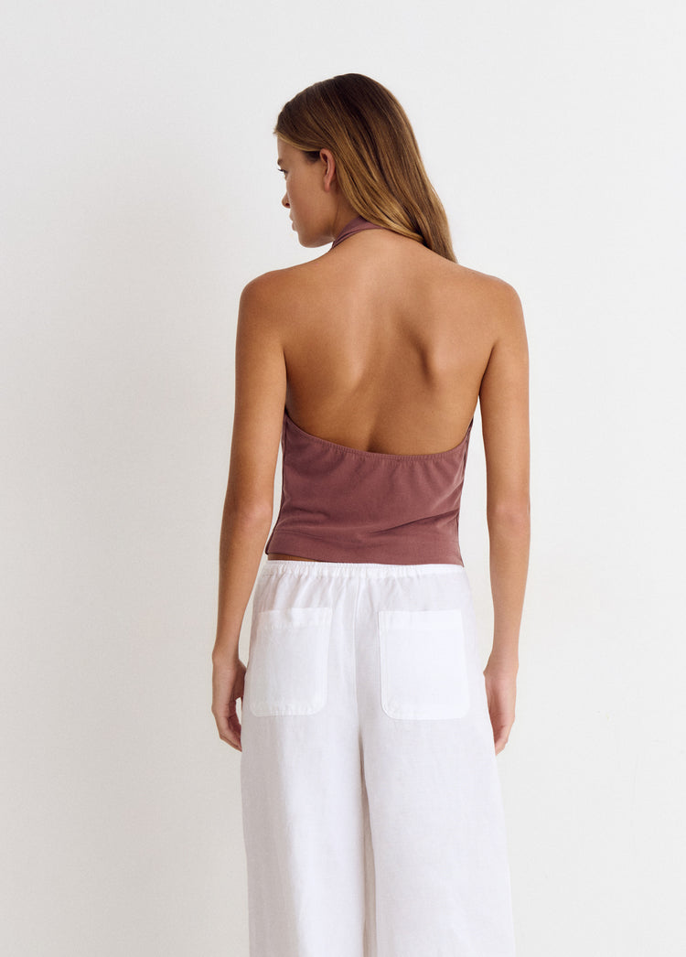 Top halter tachas cupro