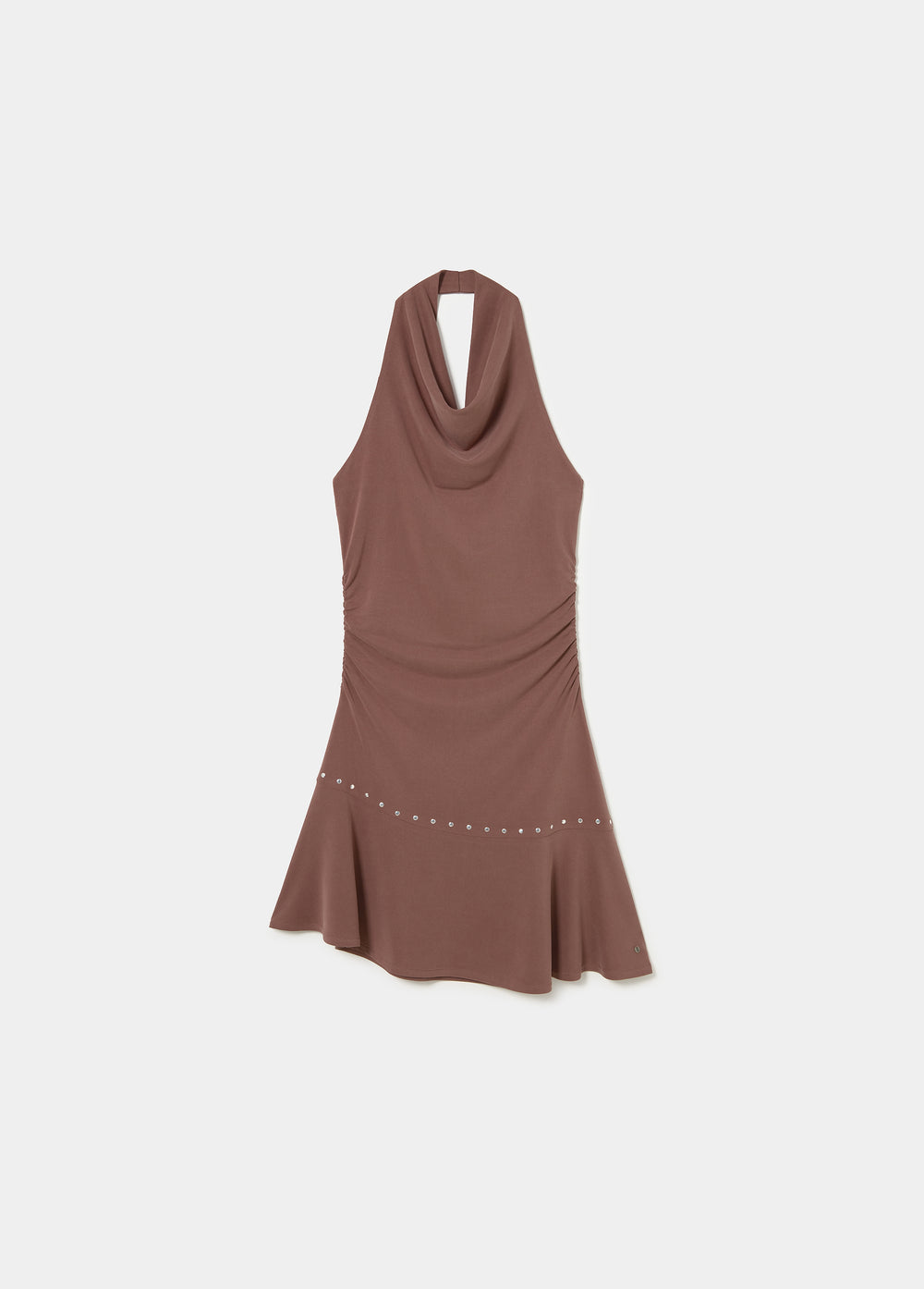 Cupro halter dress with studs