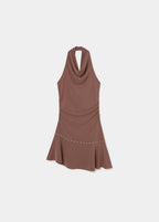 Vestido cupro halter tachas