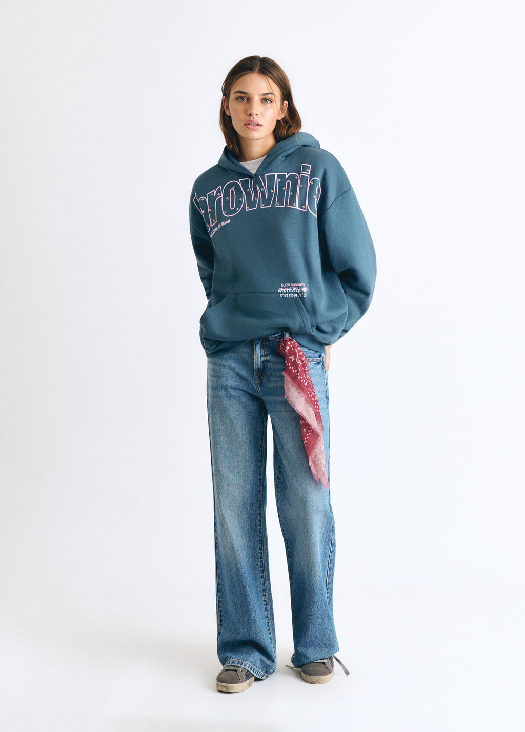 Sudadera capucha print texto