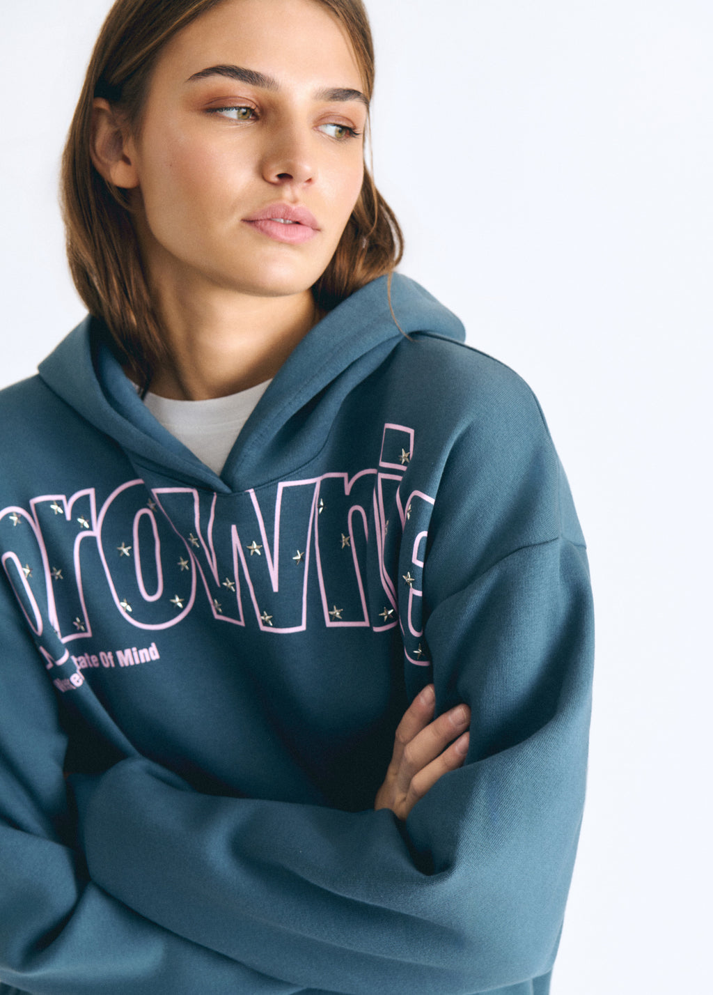 Sudadera capucha print texto