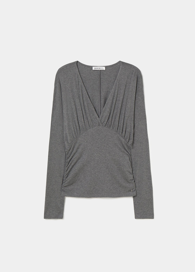 Fitted waist-neckline T-shirt