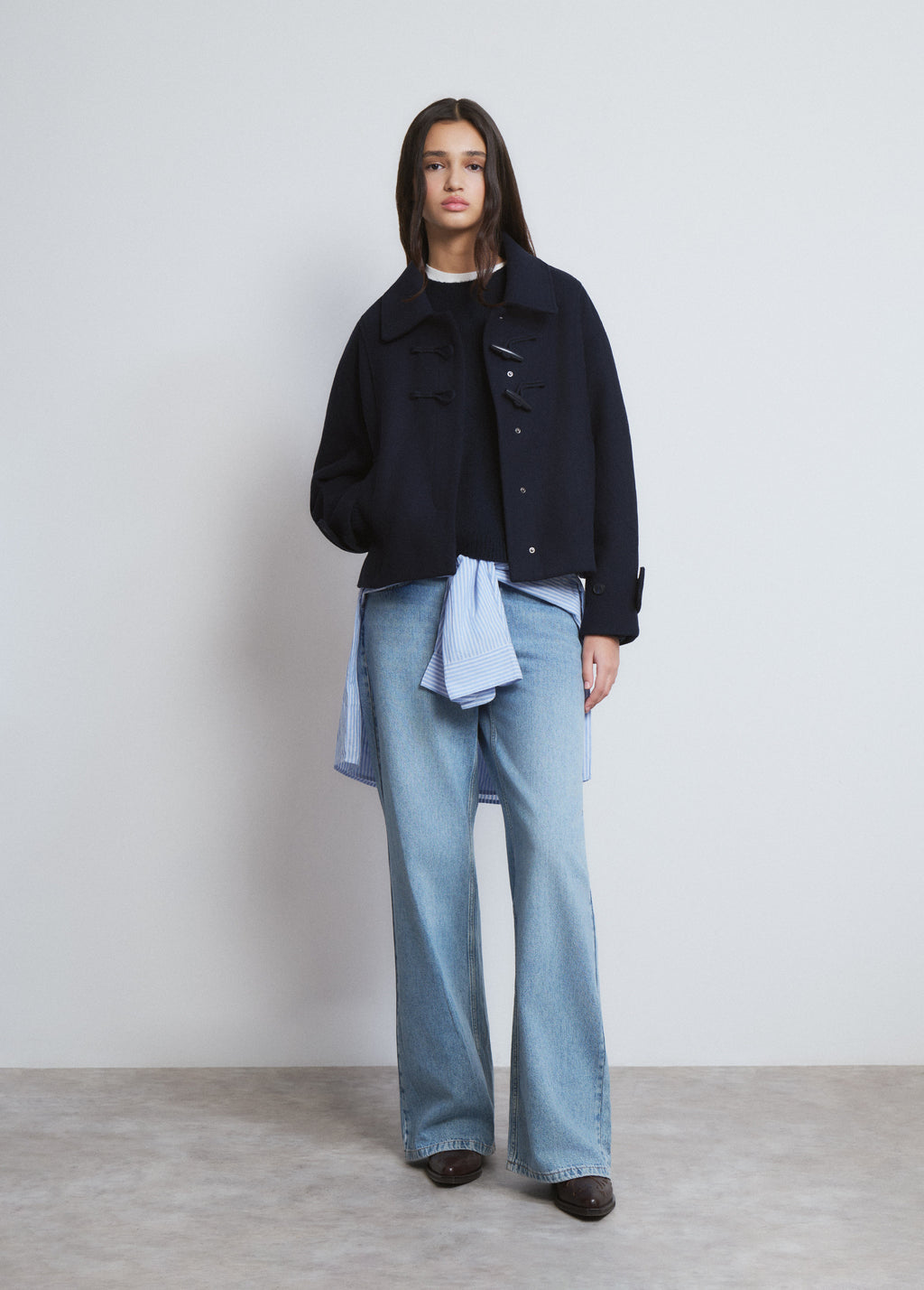 Short coat with frog closures