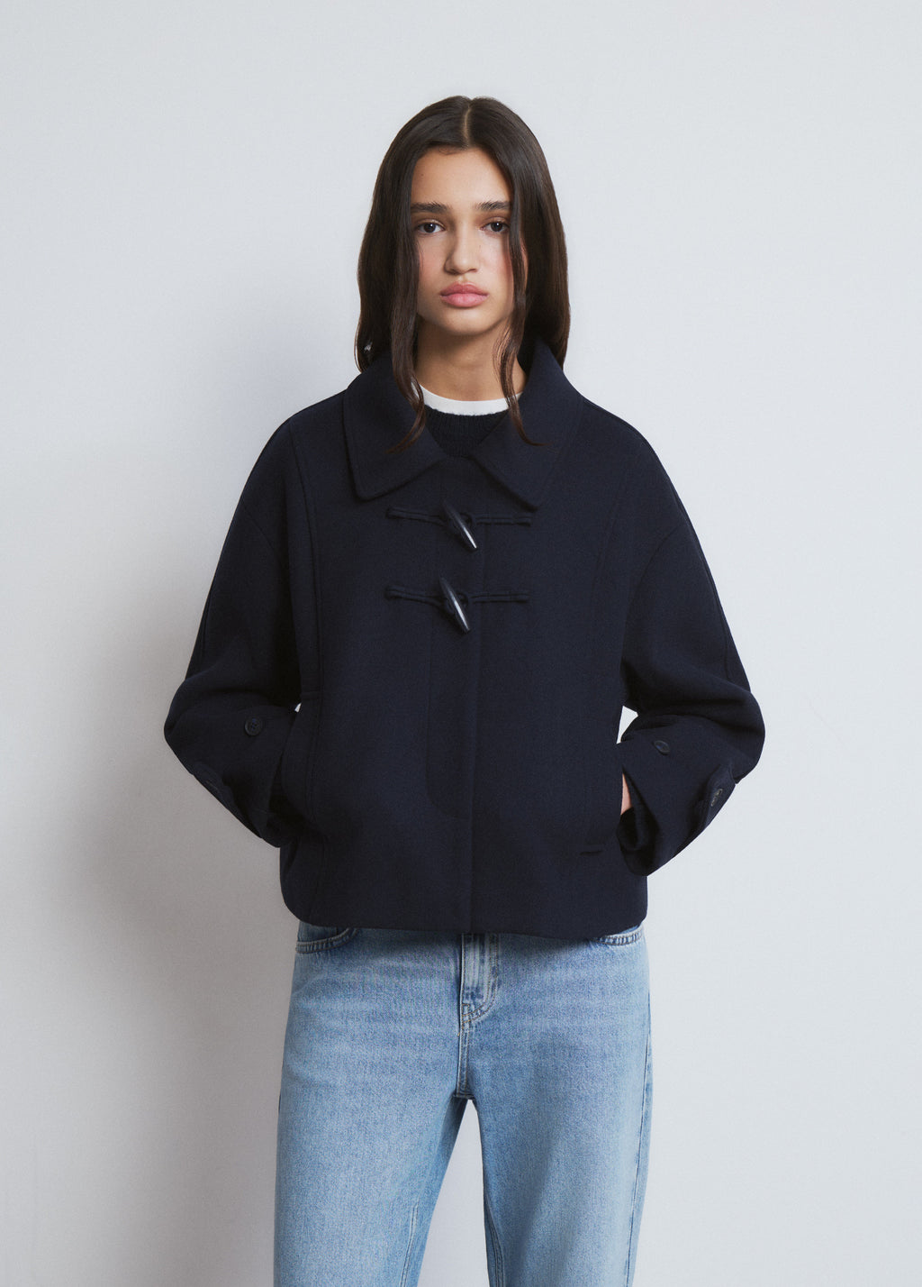 Short coat with frog closures