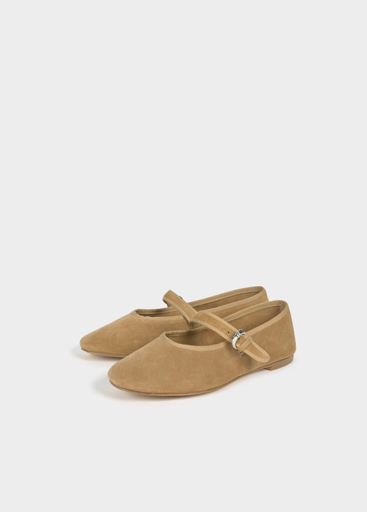 Wildleder-Ballerina mit Riemen