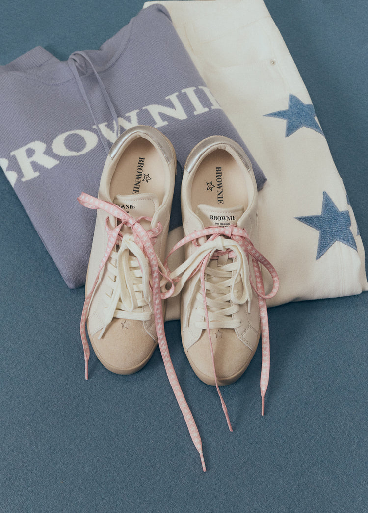 Sneakers with glitter star appliqué