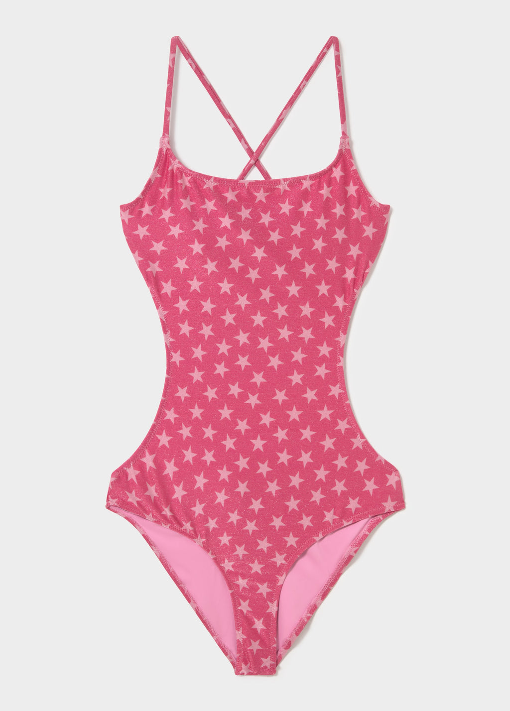Cut-out swimsuit with stars and metallic thread