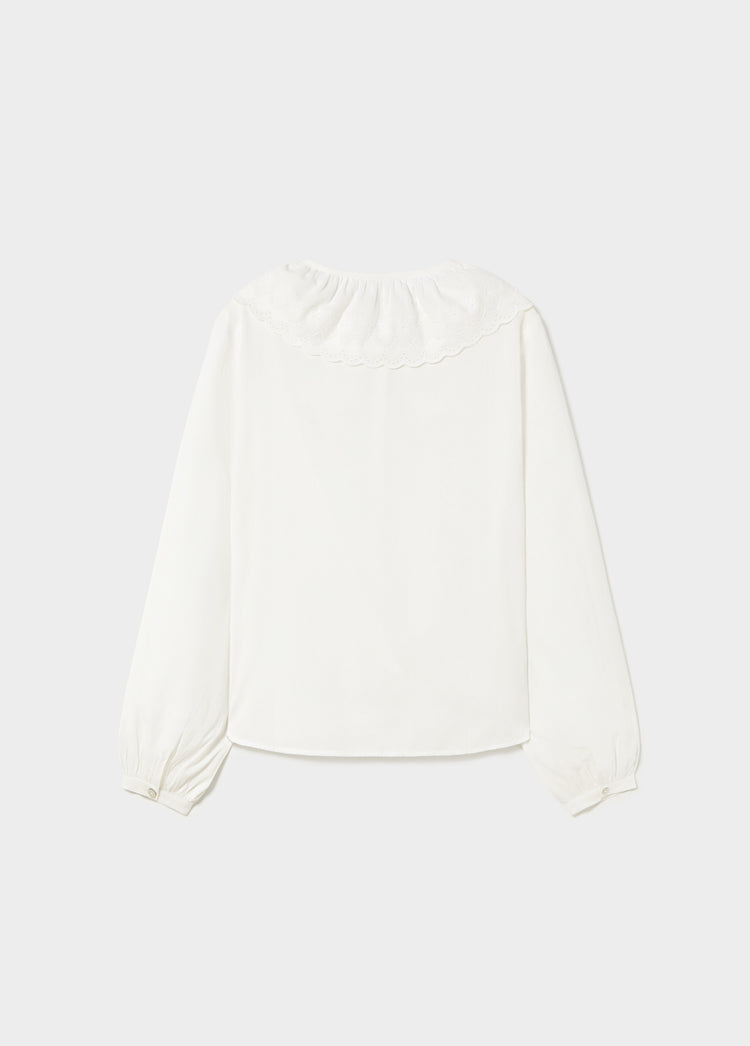 Blouse with Embroidered Bow