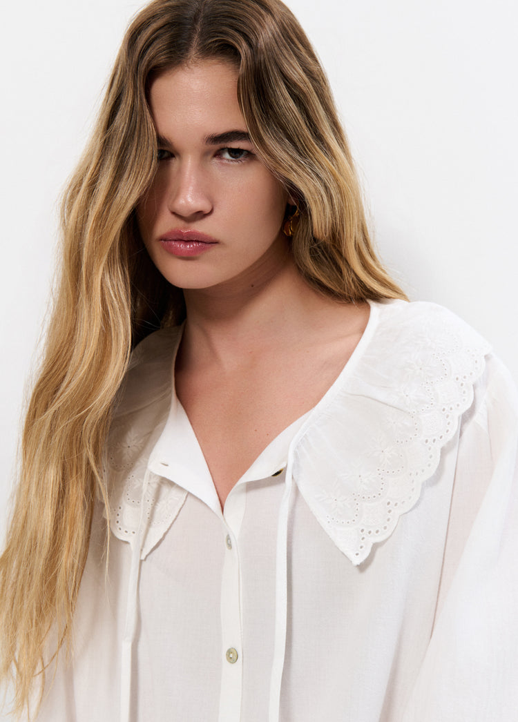 Blouse with Embroidered Bow