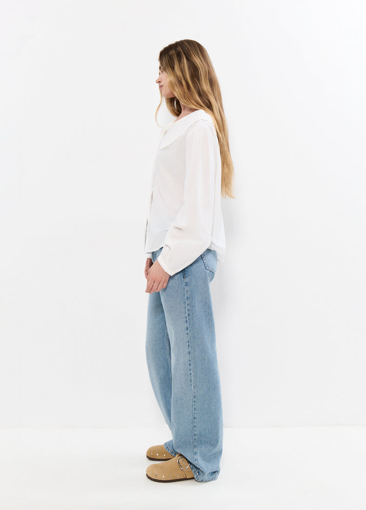 Blouse with Embroidered Bow