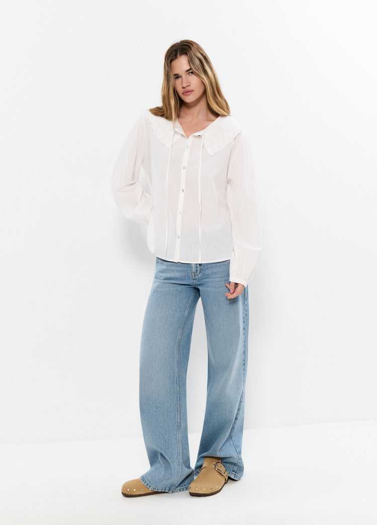 Blouse with Embroidered Bow