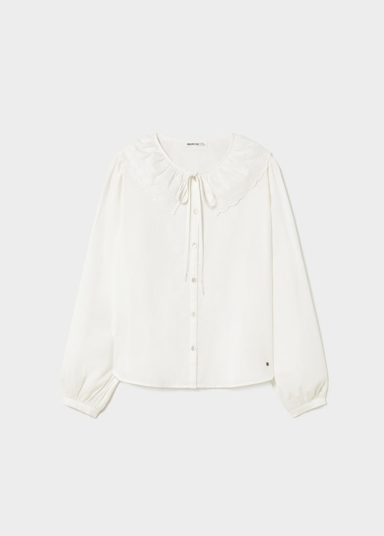 Blouse with Embroidered Bow