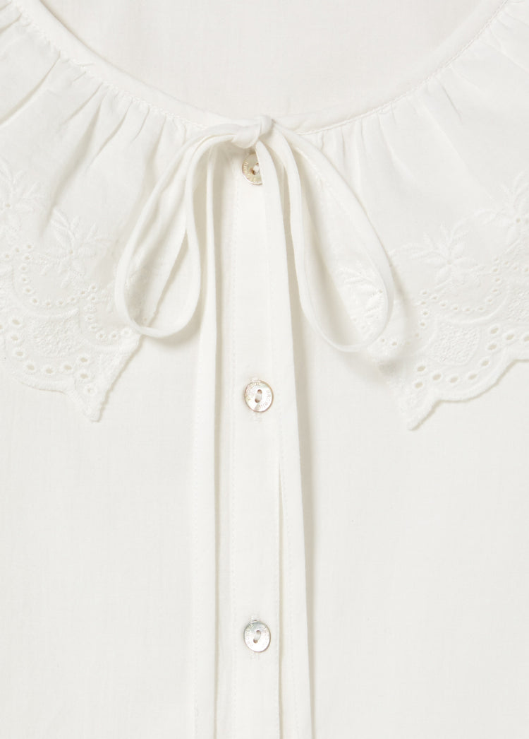 Blouse with Embroidered Bow