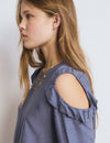 Cut-out Ruffle Blouse