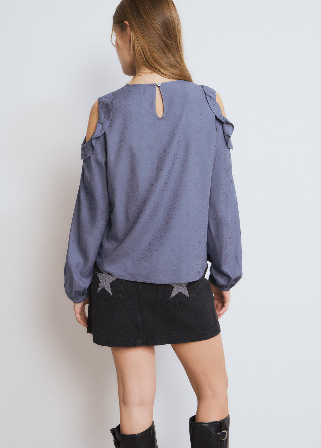 Cut-out Ruffle Blouse