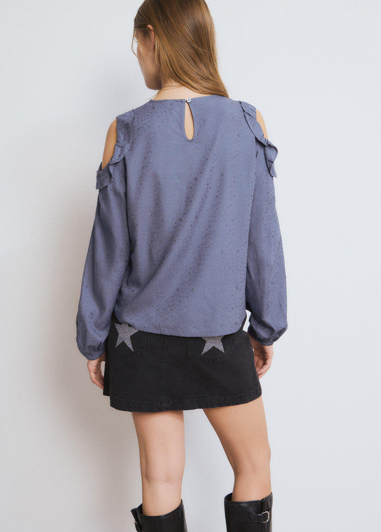 Cut-out Ruffle Blouse