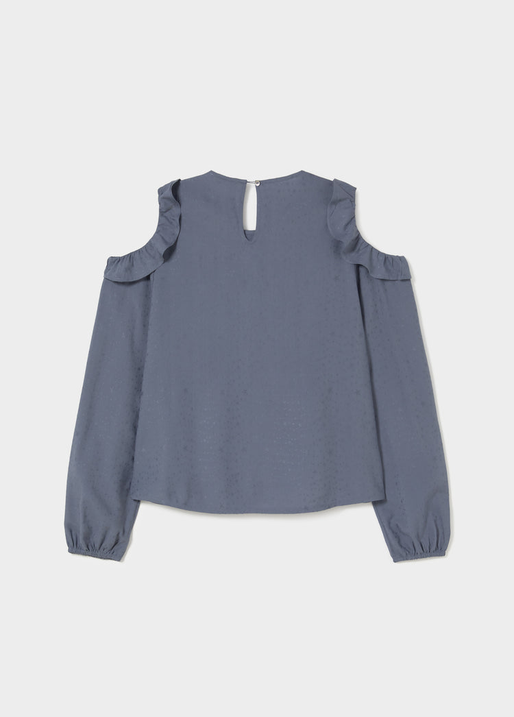 Cut-out Ruffle Blouse