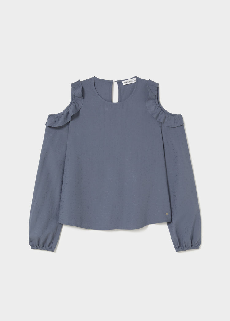 Cut-out Ruffle Blouse