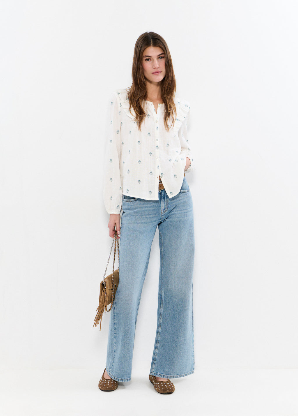 Blouse double tissu broderies
