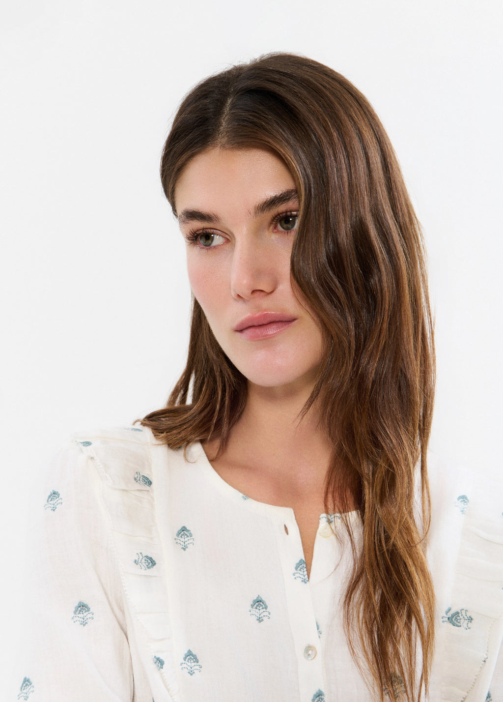 Blouse double tissu broderies
