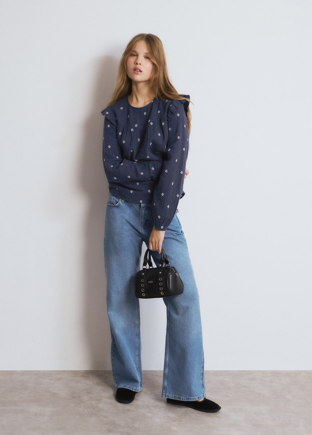 Blouse double tissu brodée