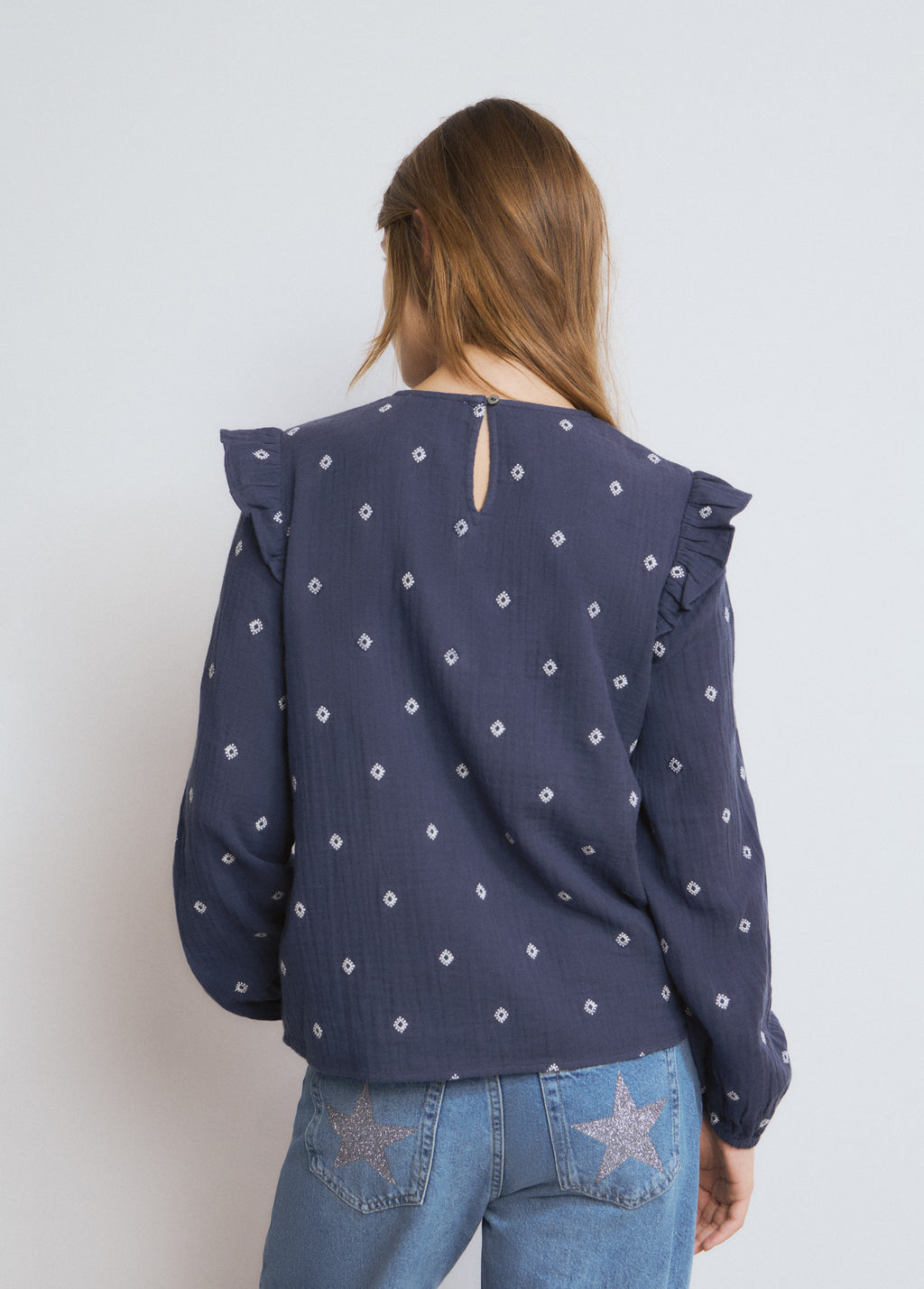 Blouse double tissu brodée