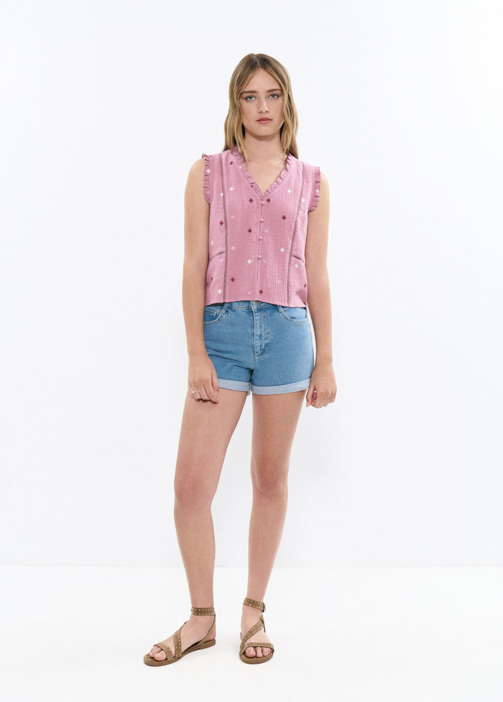 Blouse double tissu étoiles