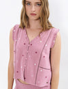 Blouse double tissu étoiles