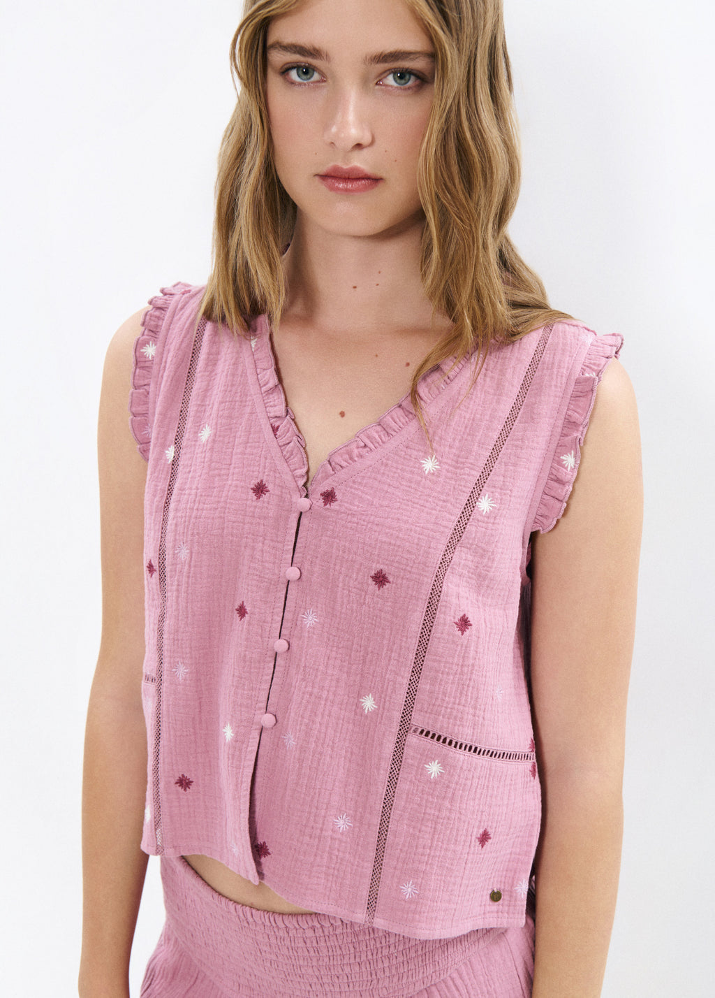 Blouse double tissu étoiles