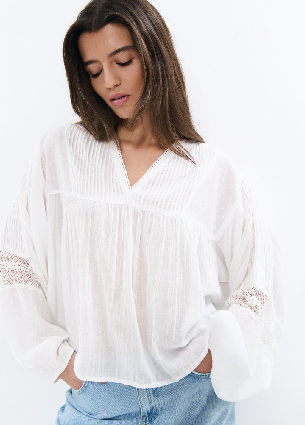 Blouse romantique manches longues
