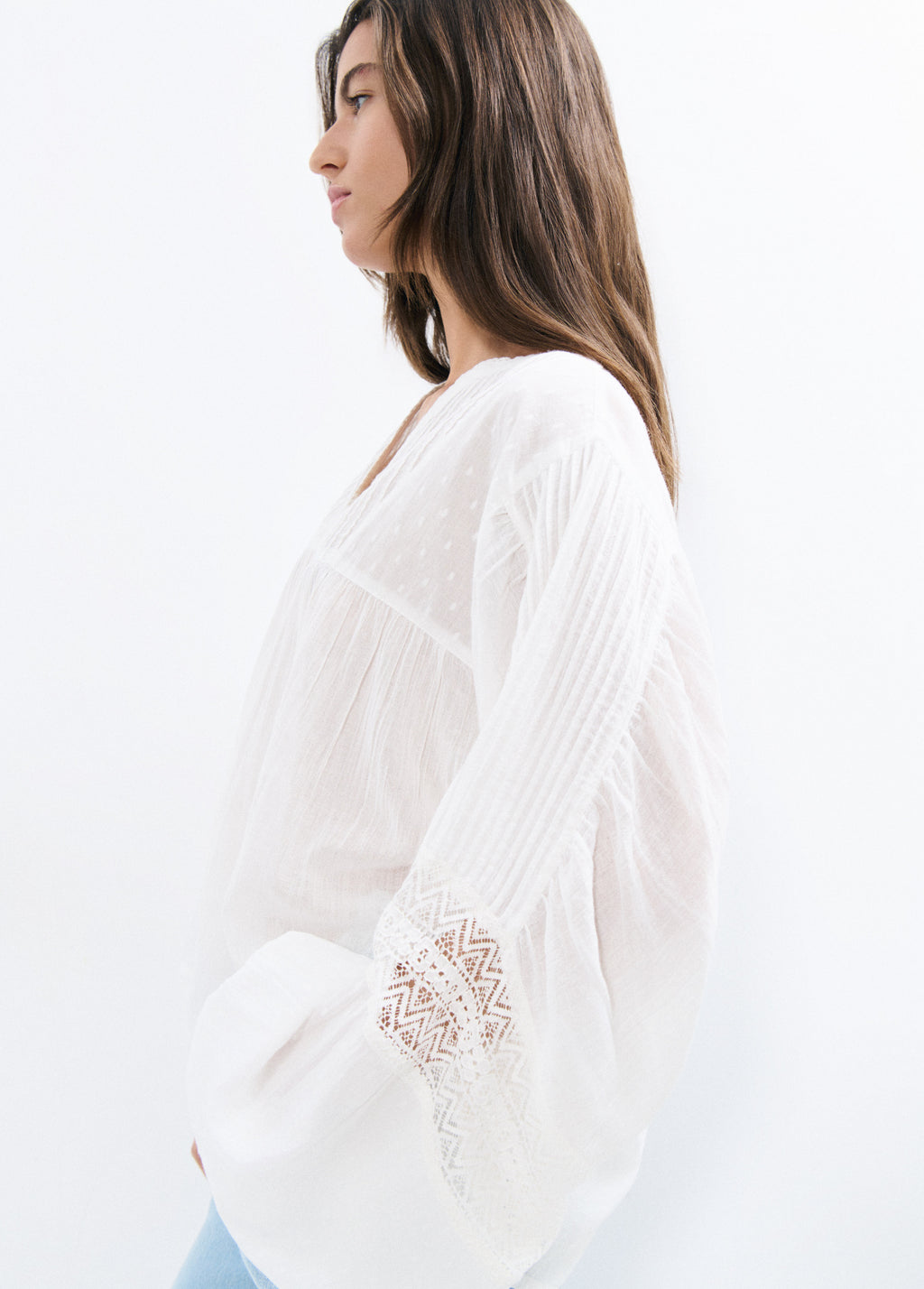 Blouse romantique manches longues